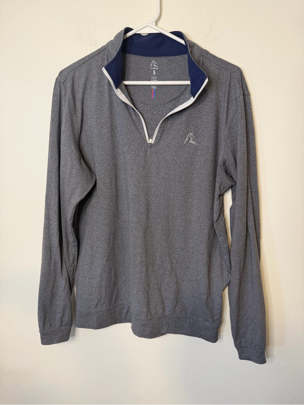 Rhoback 1/4 Zip Pullover Shirt Men's S Gray Stretch Performance Golf Mock Neck